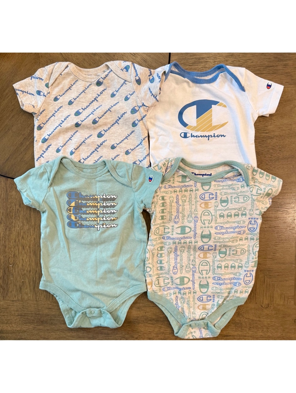 Champion Baby Boys 6M Short Sleeve Bodysuits 4-Pack